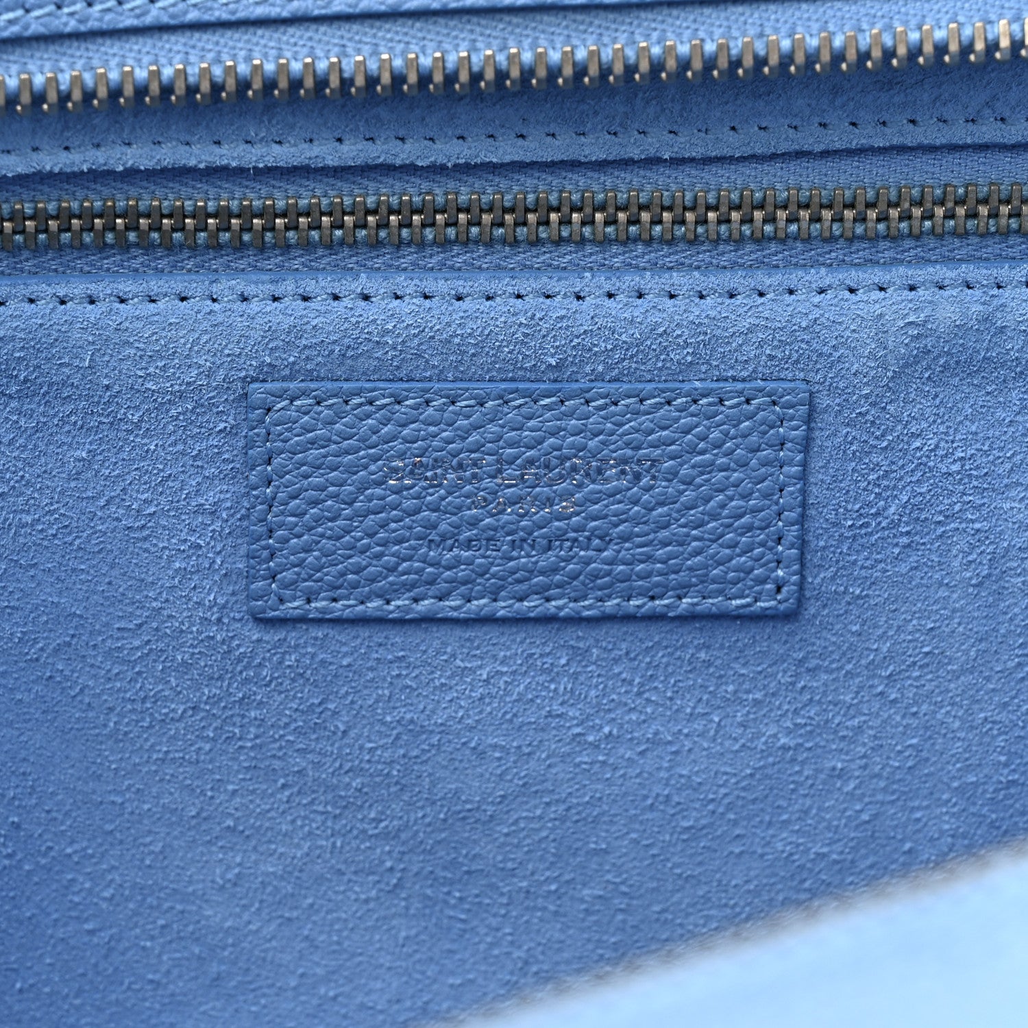 Saint Laurent Grained Calfskin Small Rive Gauche Cabas Blue Clair 6 of 12