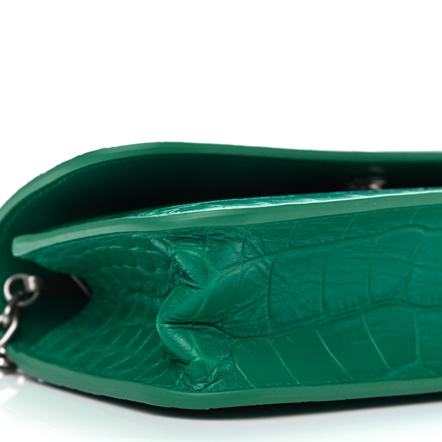 Balenciaga Extra Supple Calfskin Crocodile Embossed Gossip Wallet On Chain Jade 8 of 9
