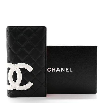 Chanel Calfskin Quilted Cambon Yen Wallet Black White 9 of 9