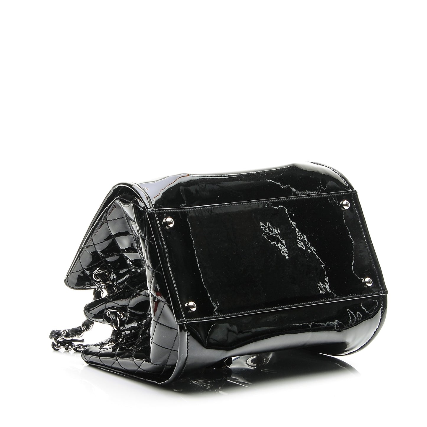 Vinyl Accordion Tote Black