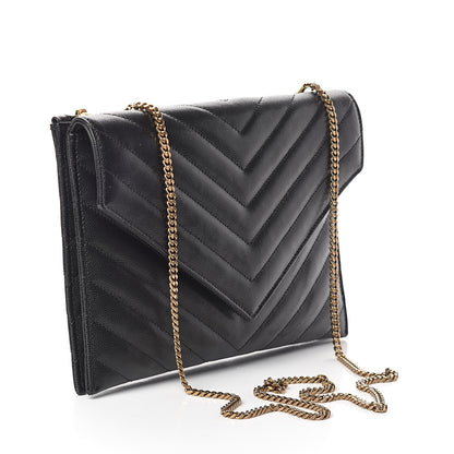 Saint Laurent Grain De Poudre Matelasse Tribeca Chain Wallet Black 3 of 9