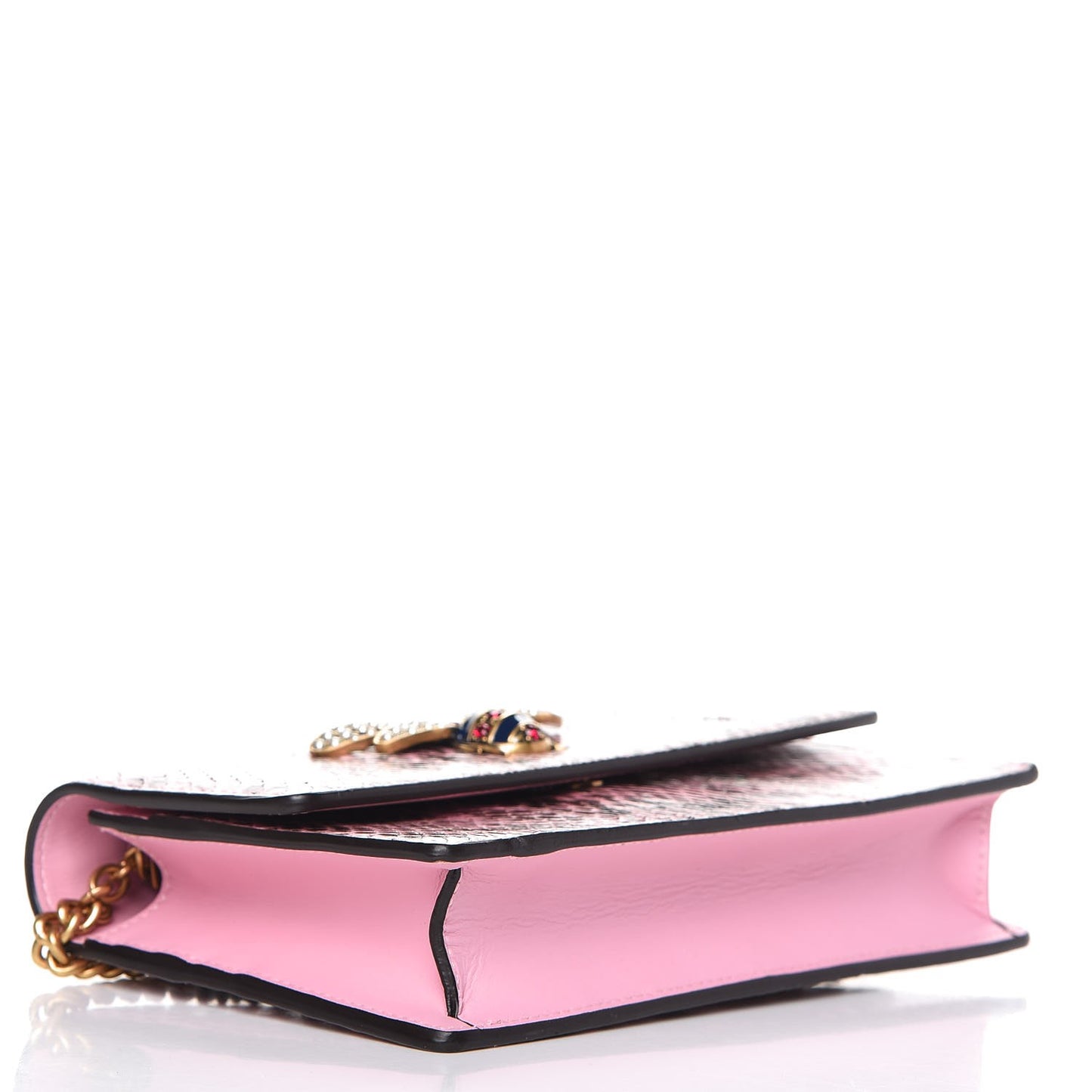 Snakeskin Mini Queen Margaret Chain Shoulder Bag Sugar Pink