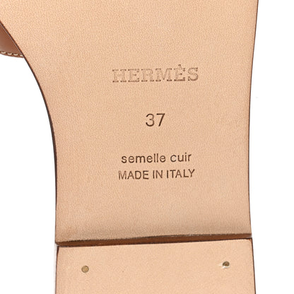 Hermes Box Calfskin Oran Sandals 37 Gold 7 of 9