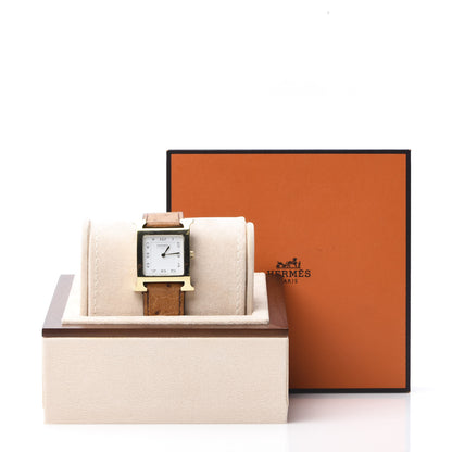 Hermes Stainless Steel Ostrich 26mm Heure H Hour Quartz Watch Brown 10 of 10