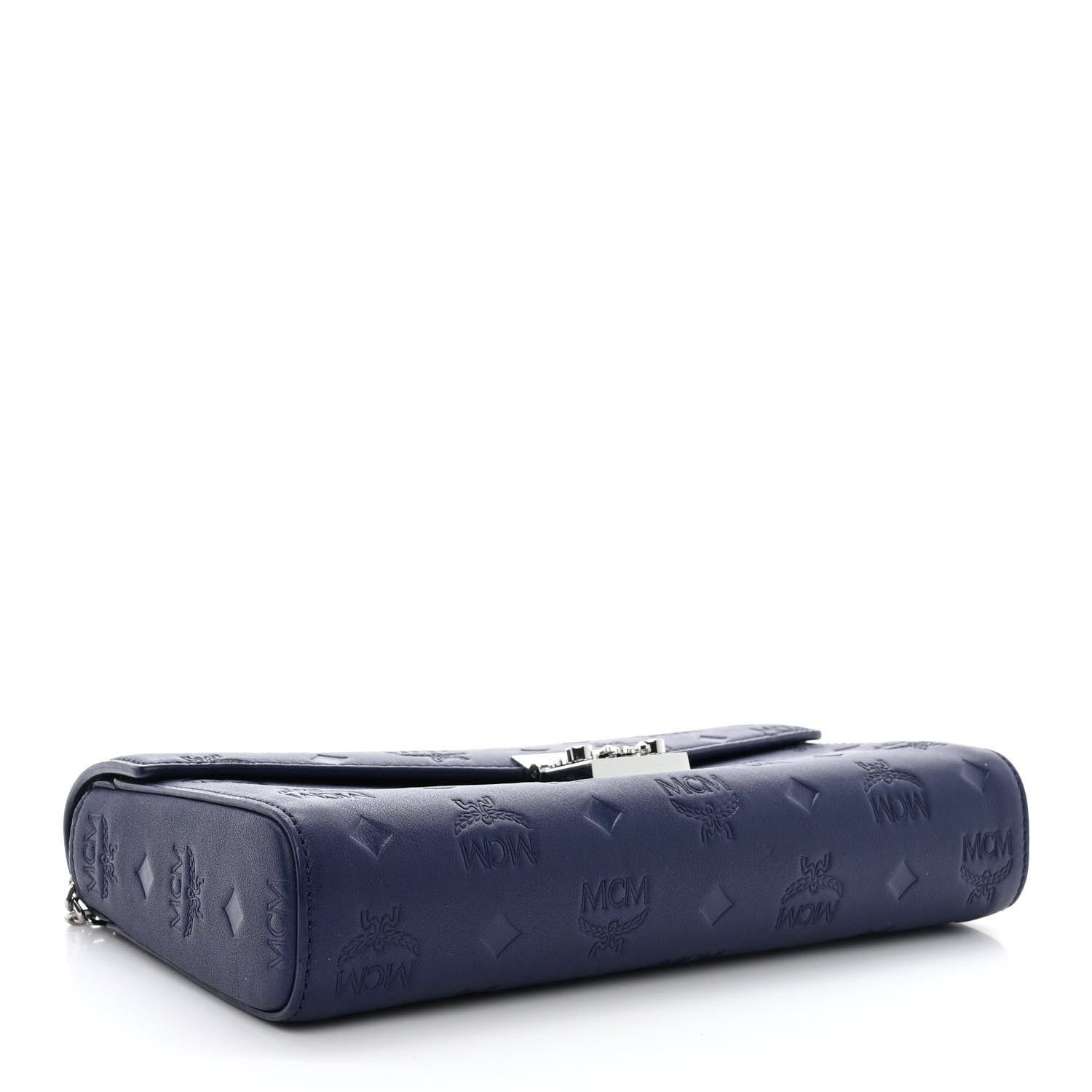 MCM Calfskin Ottomar Monogram Medium Millie Crossbody Bag Navy Blue 4 of 10