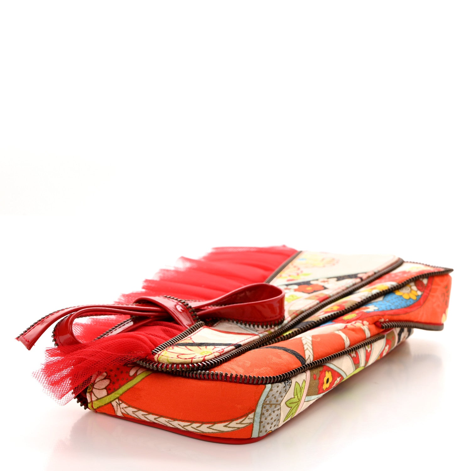 Christian Dior Silk Embroidered Chinosiere Saddle Clutch Multicolor 4 of 8