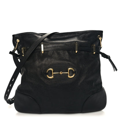 Gucci Sakai Calfskin Horsebit 1955 Cinch Top Messenger Bag Black 1 of 10