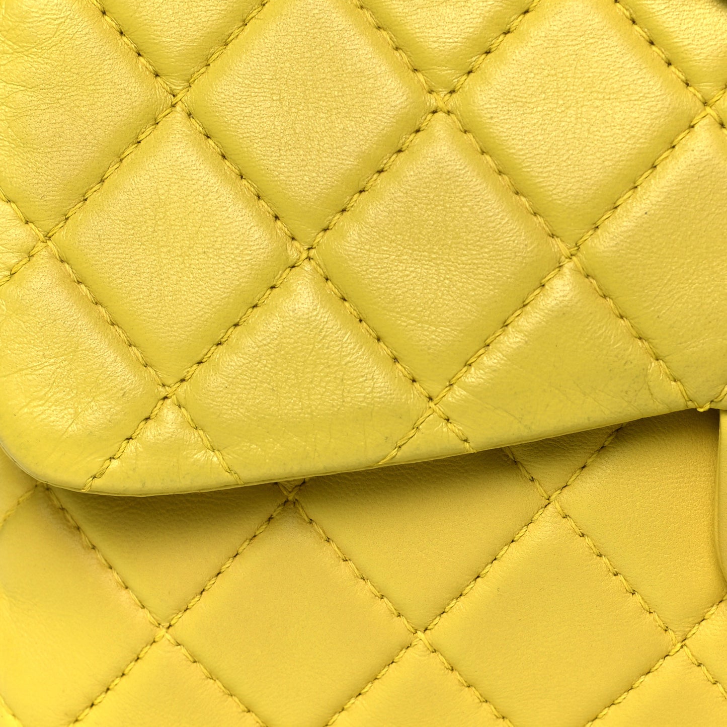 Lambskin Quilted Jumbo Single Flap Yellow