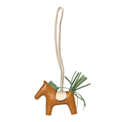 Hermes Milo Lambskin Grigri Rodeo Horse Bag Charm PM Sesame Vert Criquet Craie 1 of 4