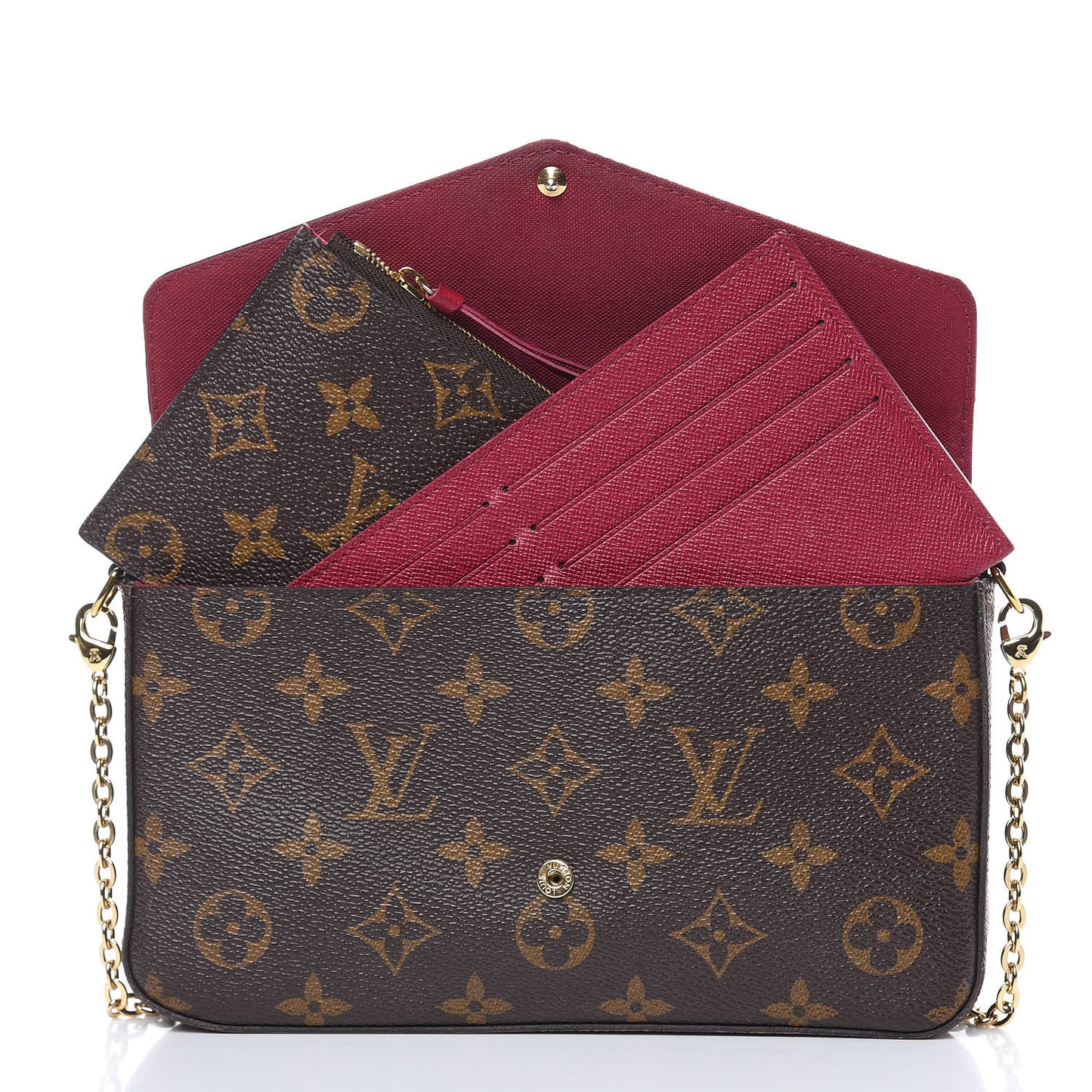 Monogram Pochette Felicie Chain Wallet Fuchsia