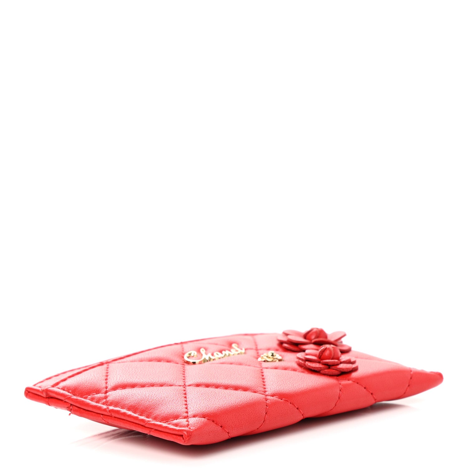 Chanel Lambskin Quilted Camellia Card Holder Red 4 of 8