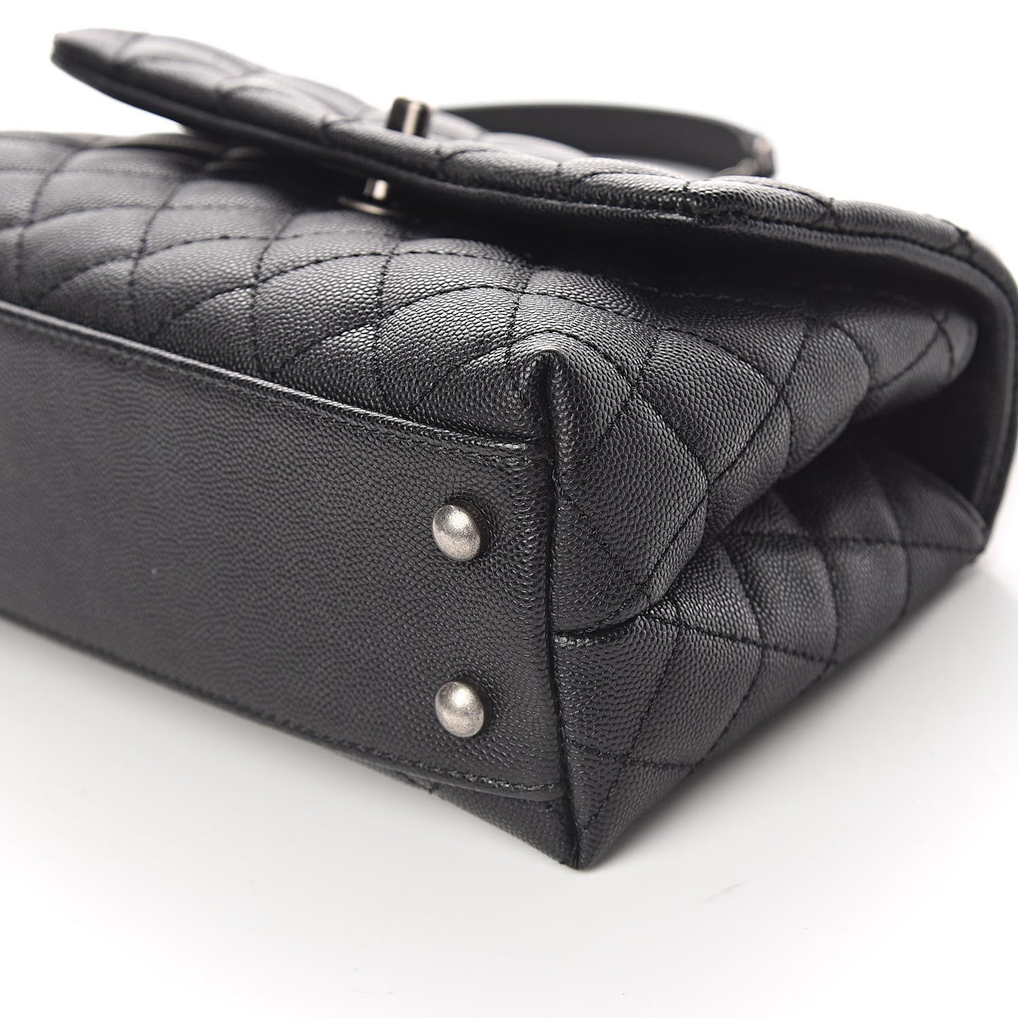 Caviar Lizard Quilted Mini Coco Handle Flap Black