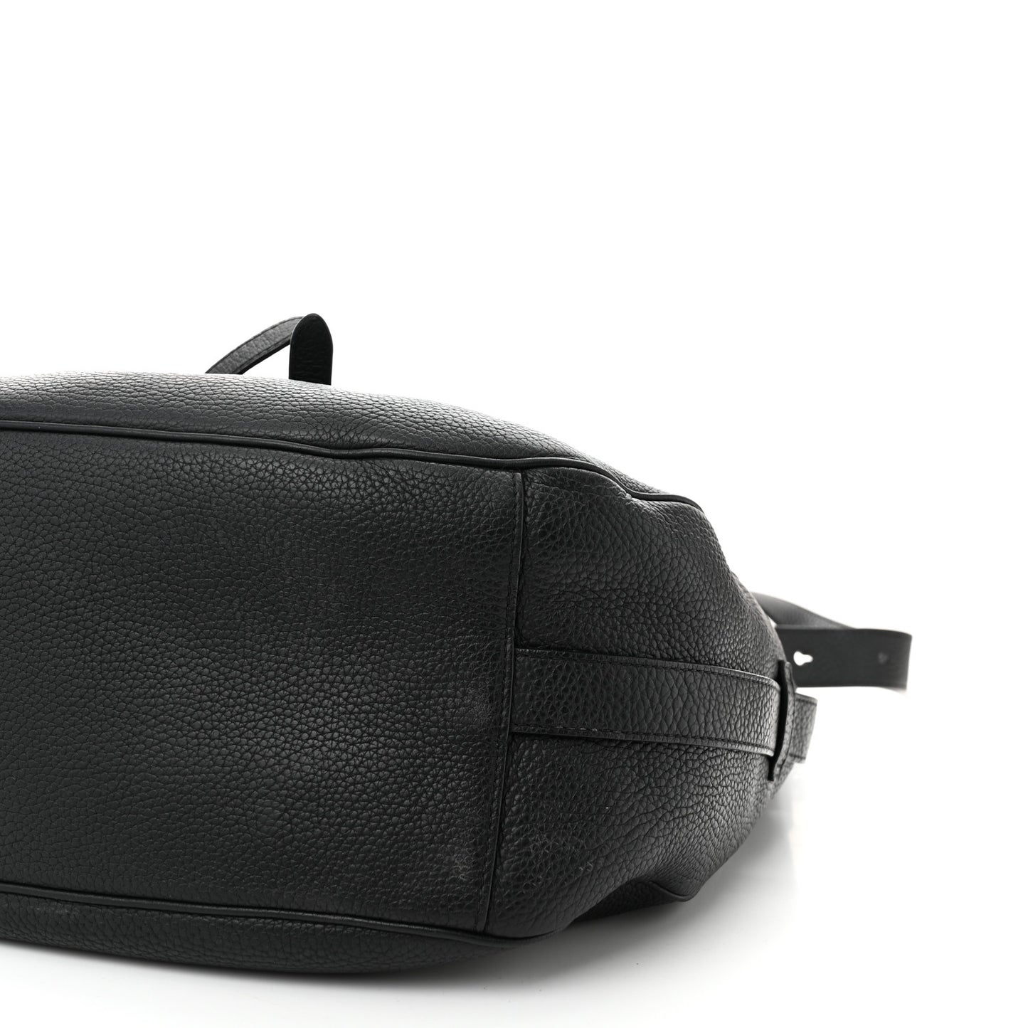 Grained Calfskin Saddle Soft Bag Black