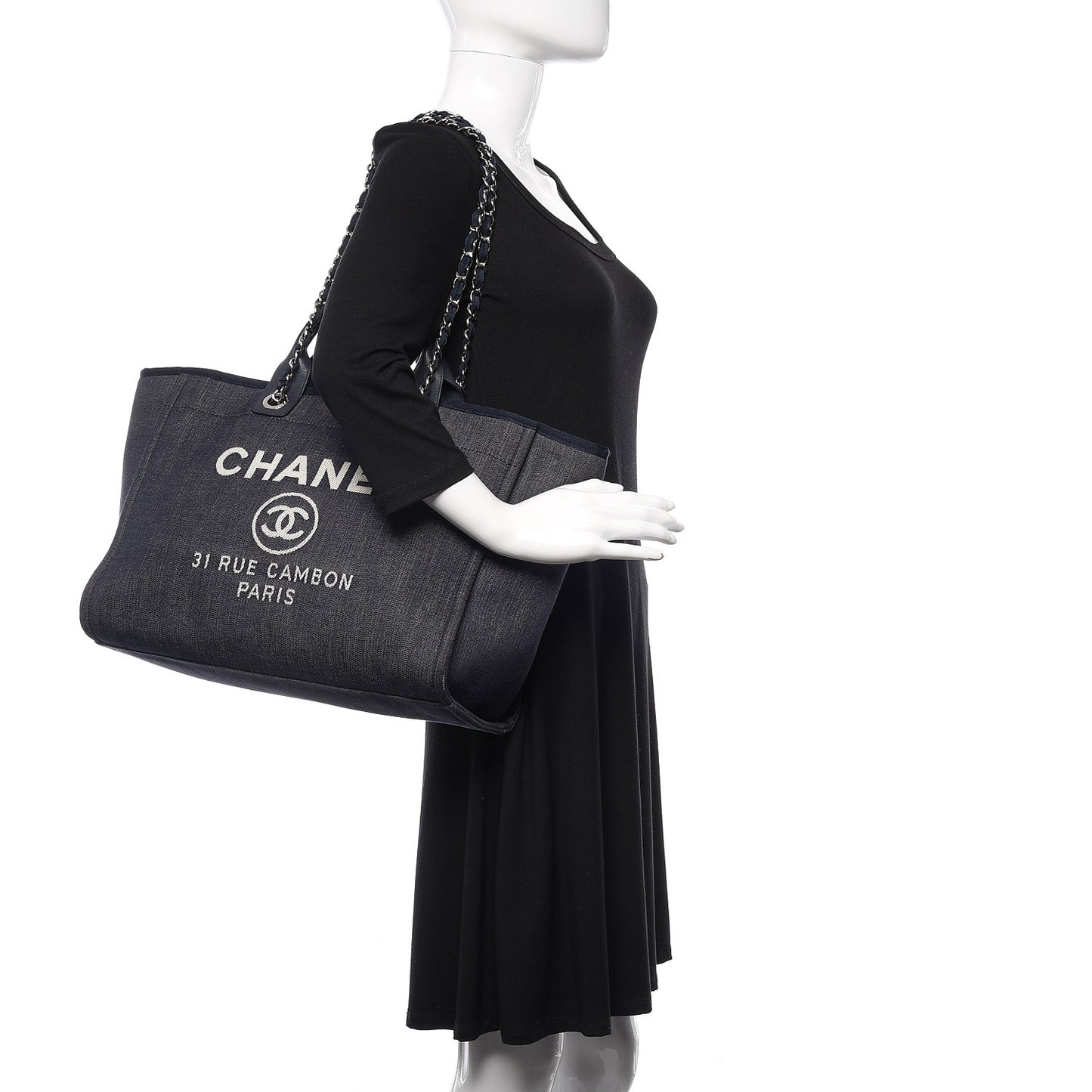 Denim Large Deauville Tote Dark Blue