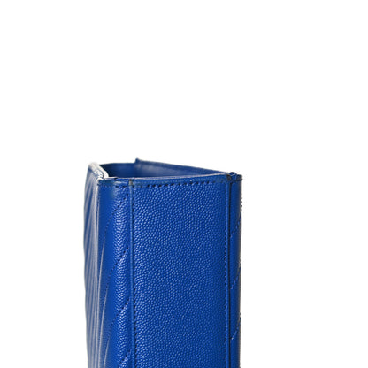 Saint Laurent Grain De Poudre Matelasse Chevron Large Monogram Satchel Blue Majorelle 13 of 16