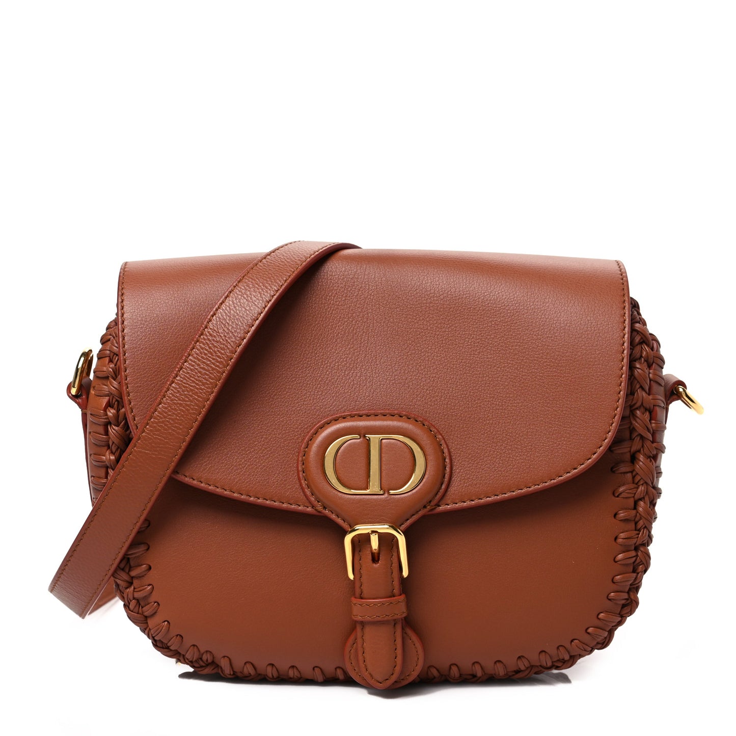 Grained Calfskin Medium Whipstitched Bobby Bag Dark Tan
