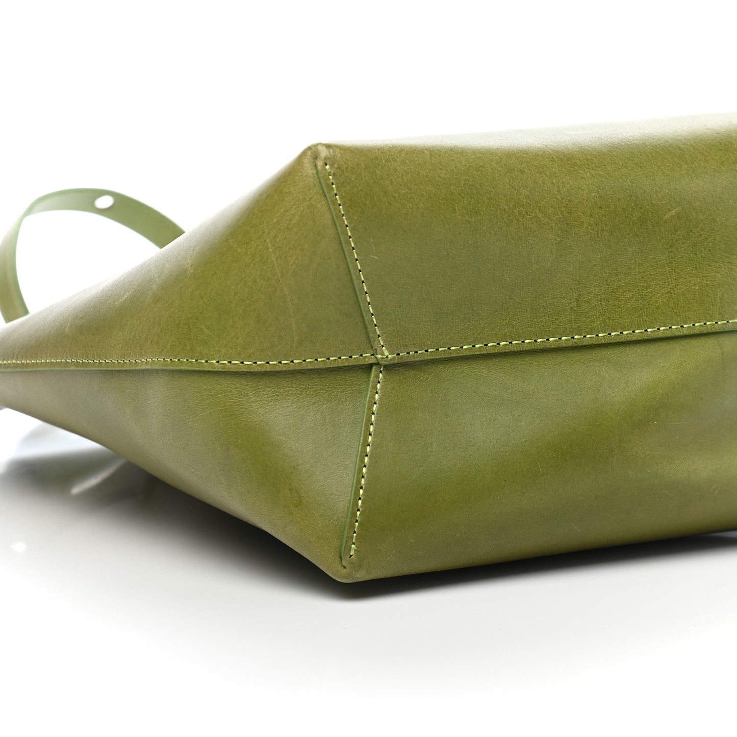 Vegetable Tanned Calfskin Mini Bucket Bag Verde Raw