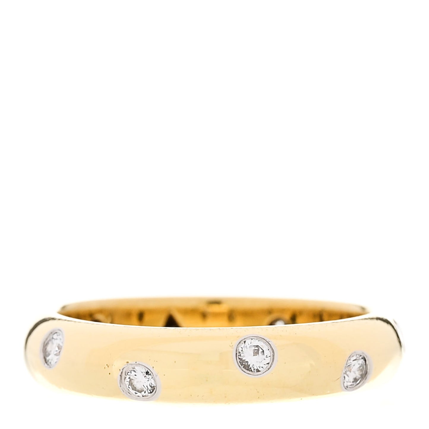 18K Yellow Gold Platinum Diamond 4mm Etoile Band Ring 53 6.25