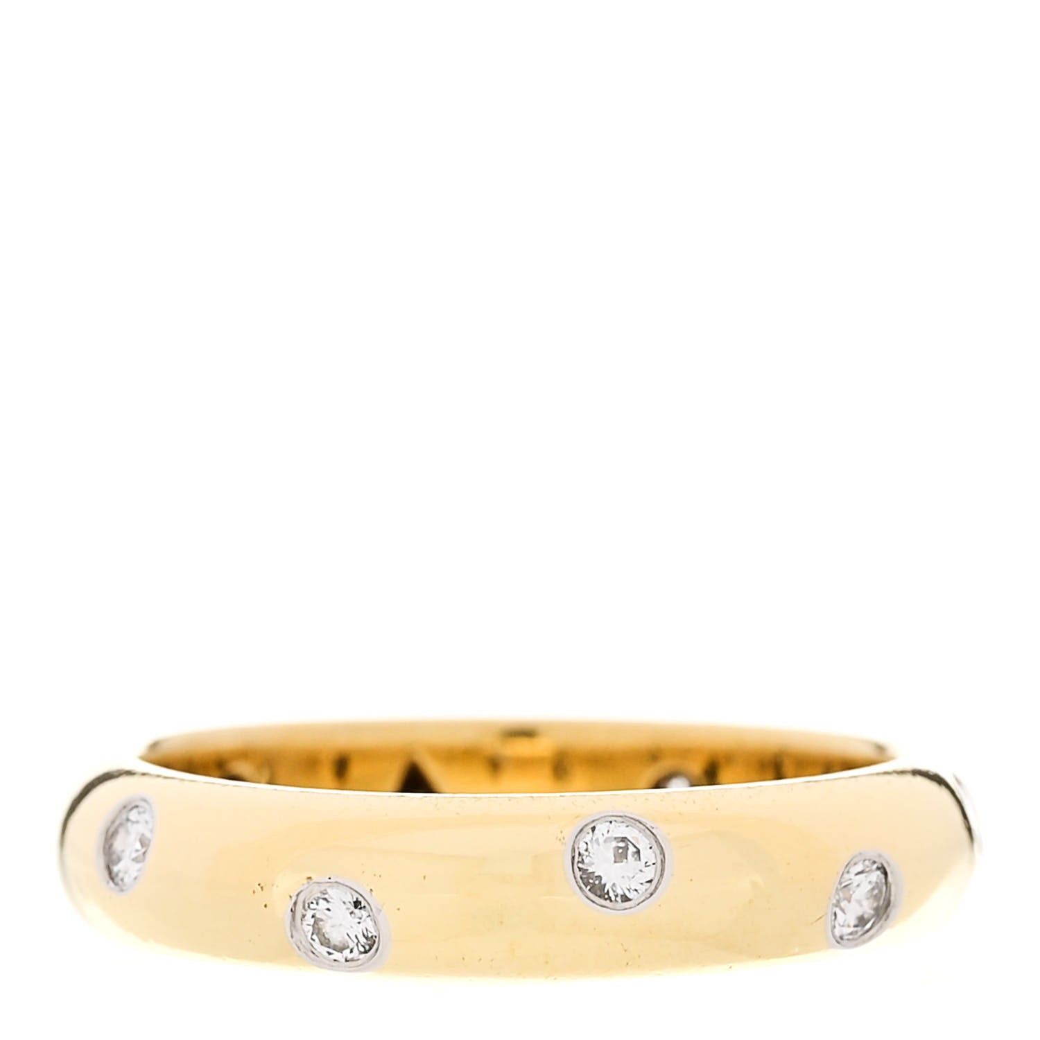 Tiffany 18K Yellow Gold Platinum Diamond 4mm Etoile Band Ring 53 6.25 1 of 6