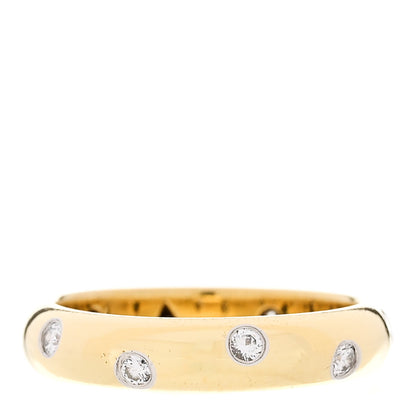 Tiffany 18K Yellow Gold Platinum Diamond 4mm Etoile Band Ring 53 6.25 1 of 6