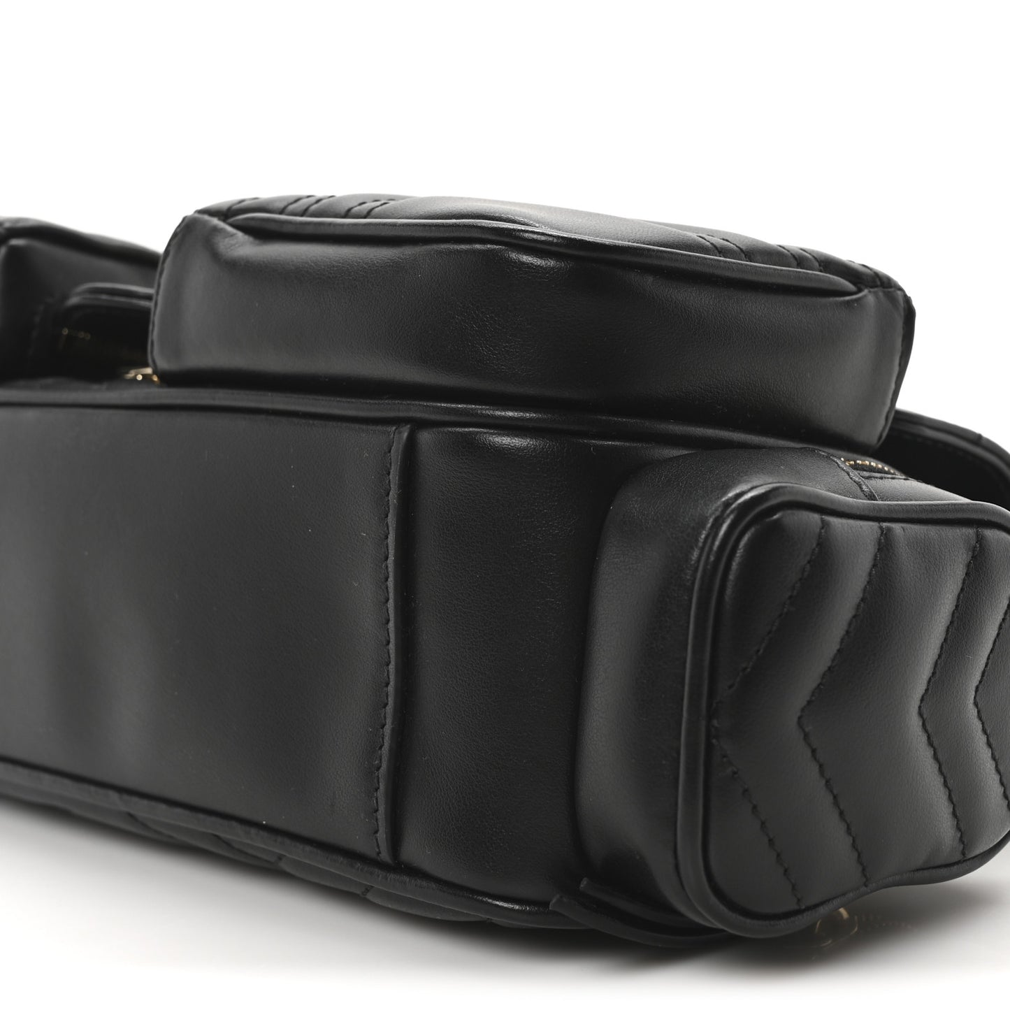 Calfskin Matelasse Small GG Marmont Multi Pocket Shoulder Bag Black