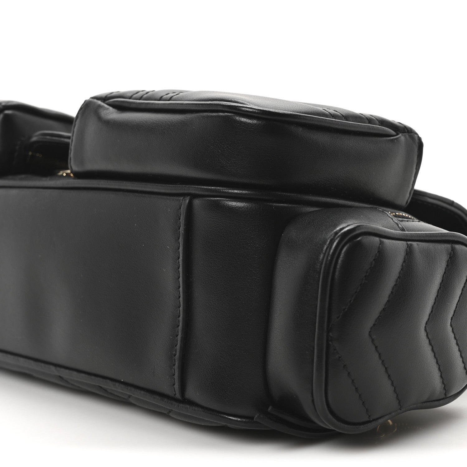 Gucci Calfskin Matelasse Small GG Marmont Multi Pocket Shoulder Bag Black 10 of 10