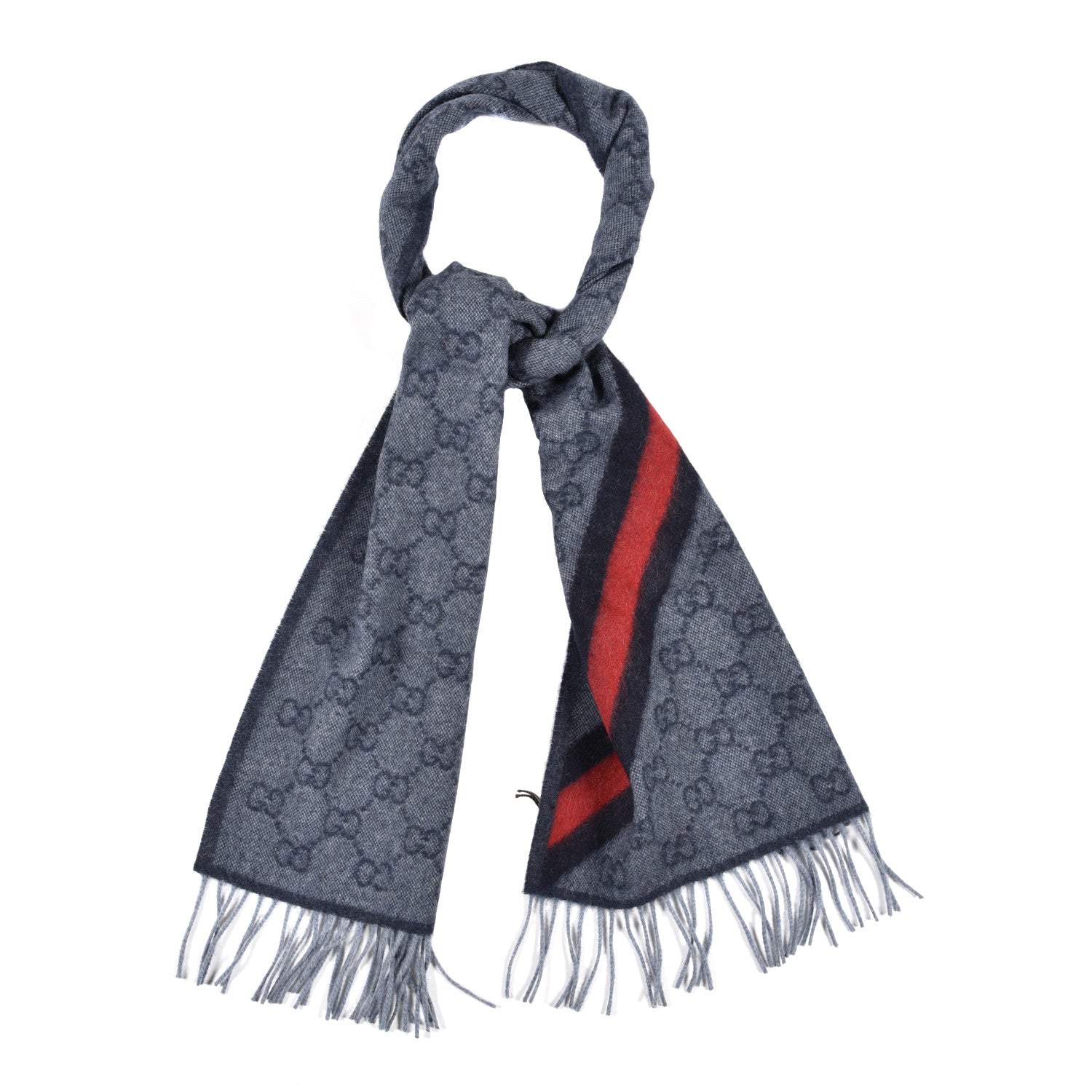 Gucci Wool Alpaca Monogram Web New Nikky Scarf Midnight Blue 1 of 4