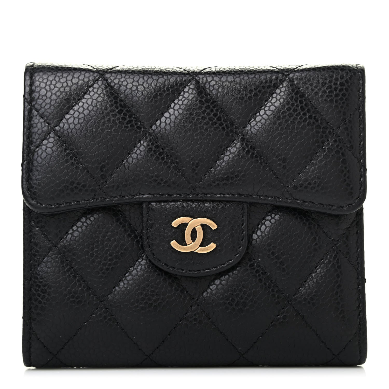 Chanel CHANE Caviar Quilted Compact Flap Wallet Black 1 of 4