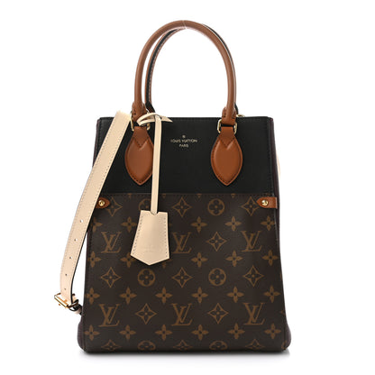 Louis Vuitton Calfskin Monogram Fold Tote MM Black Wine Cream 1 of 10
