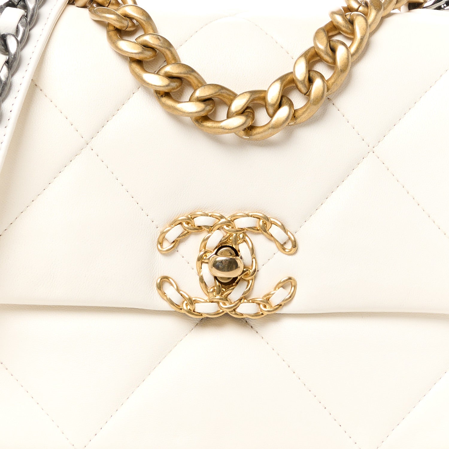 Chanel Lambskin Quilted Medium Chanel 19 Flap White 8 of 11