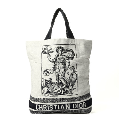 Christian Dior Canvas Print Cruise Tote Ivory Black 1 of 6