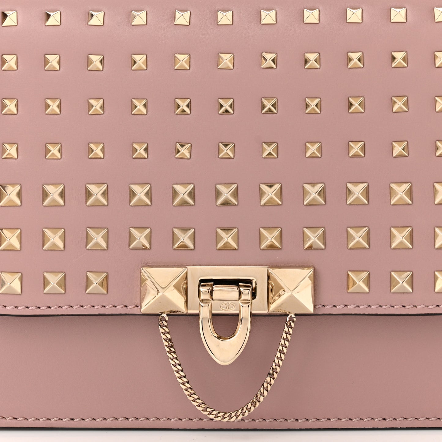 Vitello Small Rockstud All Over Demilune Shoulder Bag Lipstick
