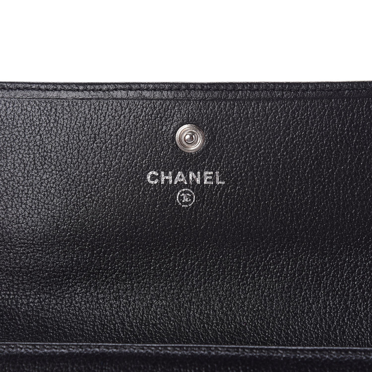 Chanel Goatskin Camellia Embossed Flap Wallet Black 6 of 11