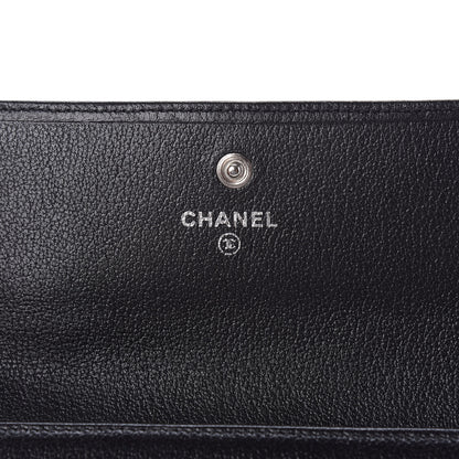 Chanel Goatskin Camellia Embossed Flap Wallet Black 6 of 11
