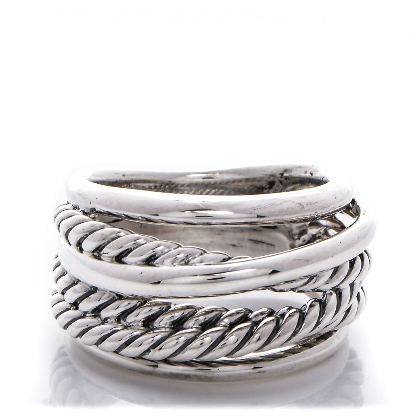Sterling Silver 15mm Narrow Crossover Cable Ring 55 7.25