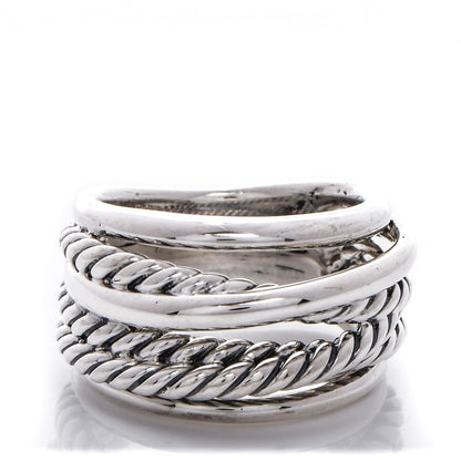 David Yurman Sterling Silver 15mm Narrow Crossover Cable Ring 55 7.25 1 of 5