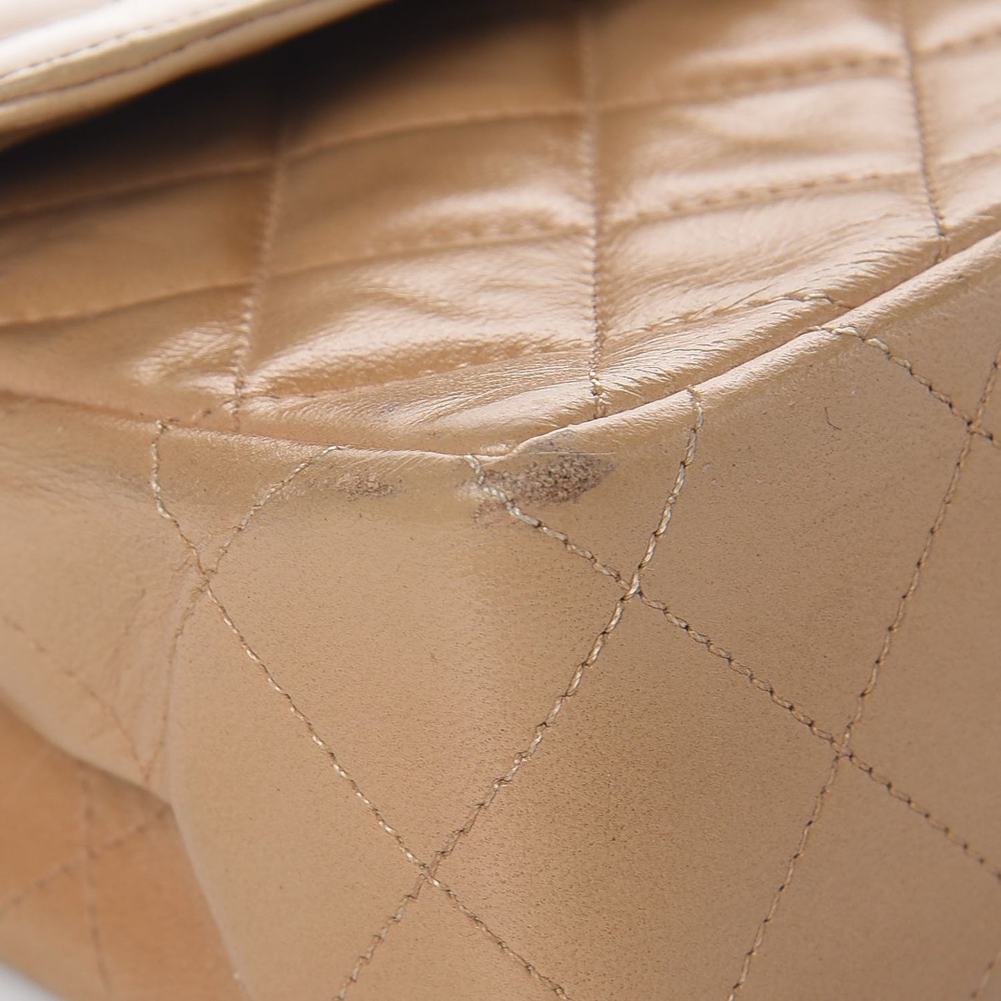 Lambskin Quilted Medium Single Flap Beige