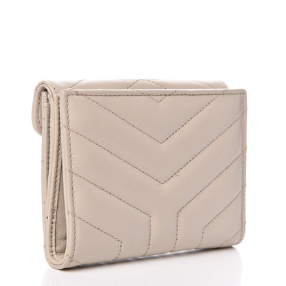 Saint Laurent Lambskin Y Quilted Monogram Compact Loulou Wallet Nude Powder 3 of 8