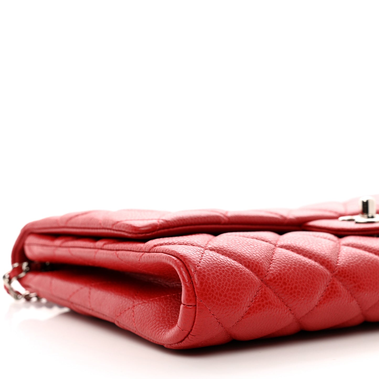 Caviar Quilted Clutch With Chain Flap Red