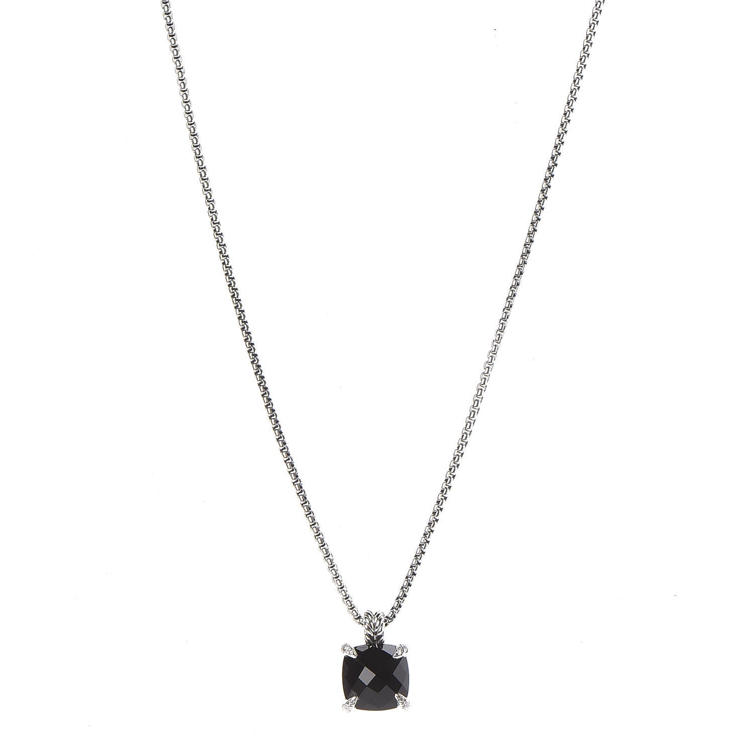 David Yurman Sterling Silver Diamond Black Onyx 11mm Chatelaine Pendant Necklace 1 of 6