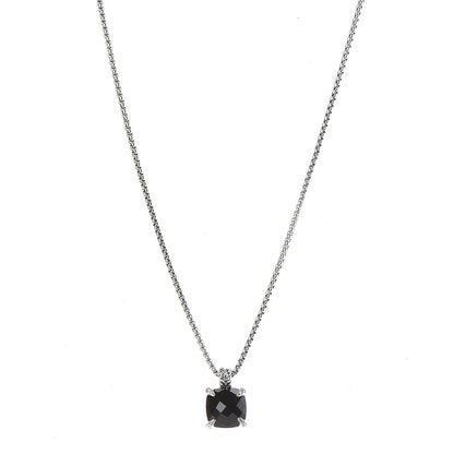 David Yurman Sterling Silver Diamond Black Onyx 11mm Chatelaine Pendant Necklace 1 of 6