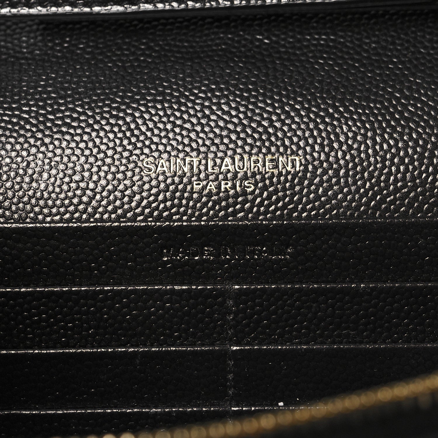 Saint Laurent Grain De Poudre Matelasse Chevron Monogram Chain Wallet Black 7 of 11