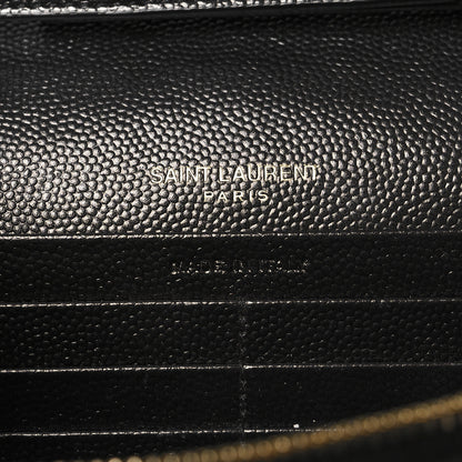 Saint Laurent Grain De Poudre Matelasse Chevron Monogram Chain Wallet Black 7 of 11
