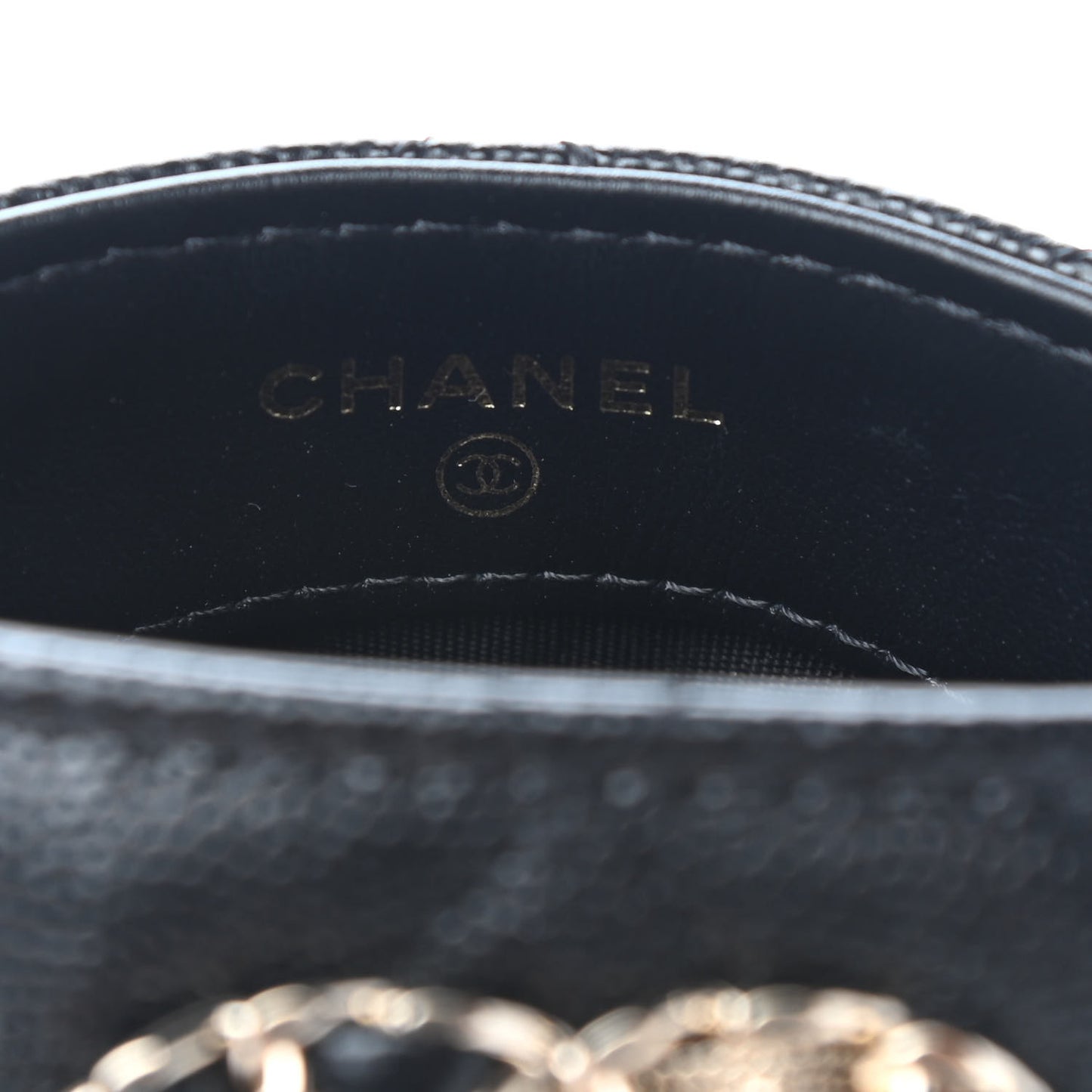 Caviar Quilted French New Wave Phone Holder With Chain Black