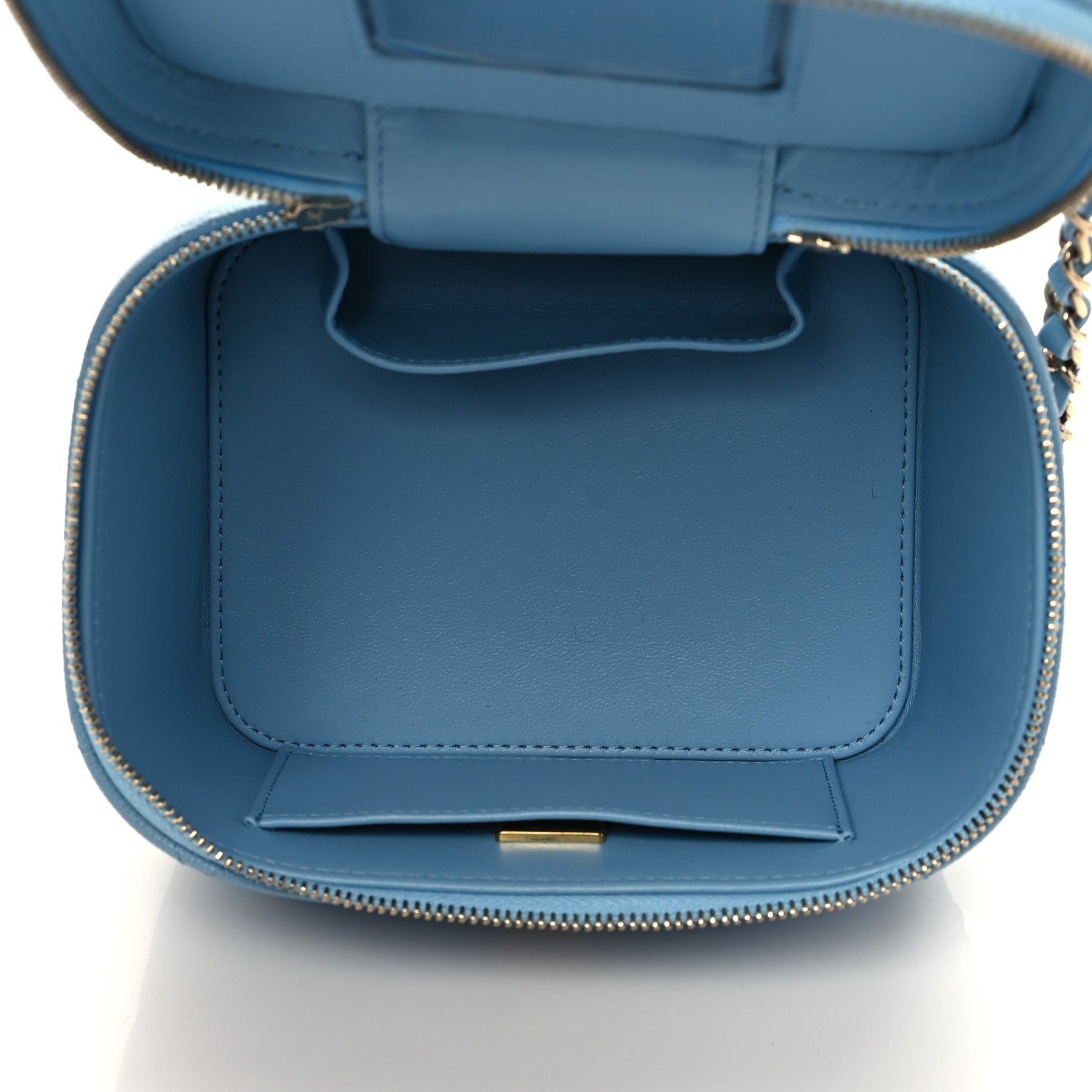 Chanel Caviar Quilted Top Handle Vanity Case With Chain Blue 5 of 10