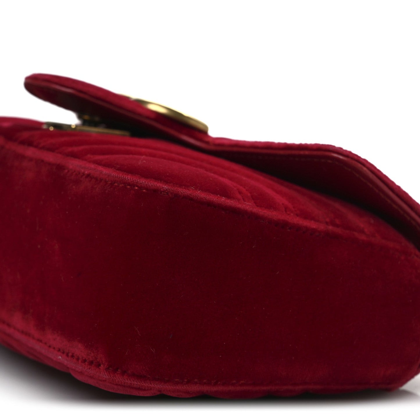 Velvet Matelasse Mini GG Marmont Shoulder Bag Hibiscus Red