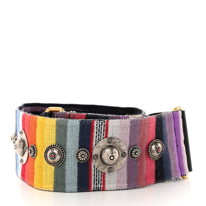 Christian Dior Canvas Embroidered Studded Rainbow Shoulder Strap 2 of 5