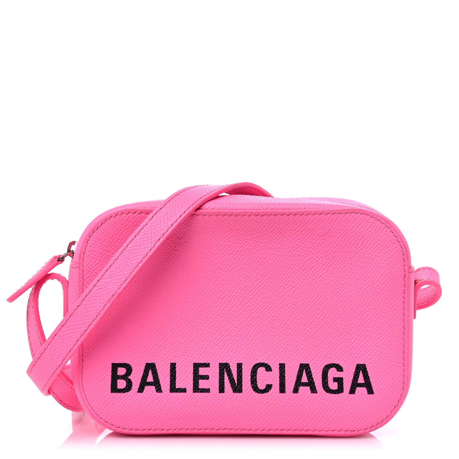 Balenciaga Grained Calfskin Logo XS Ville Camera Bag Acid Pink Black 1 of 9