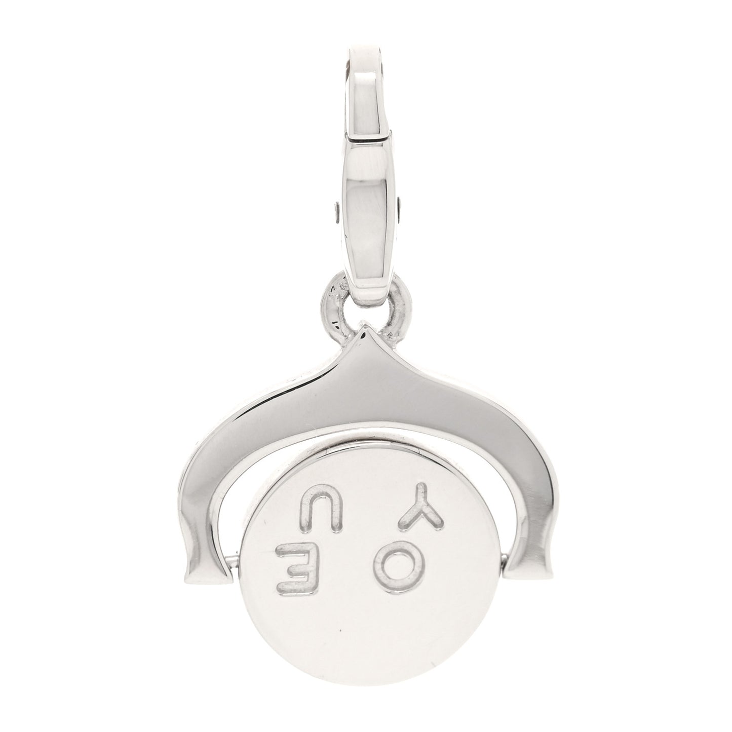18K White Gold I Love You Circle Spinner Charm
