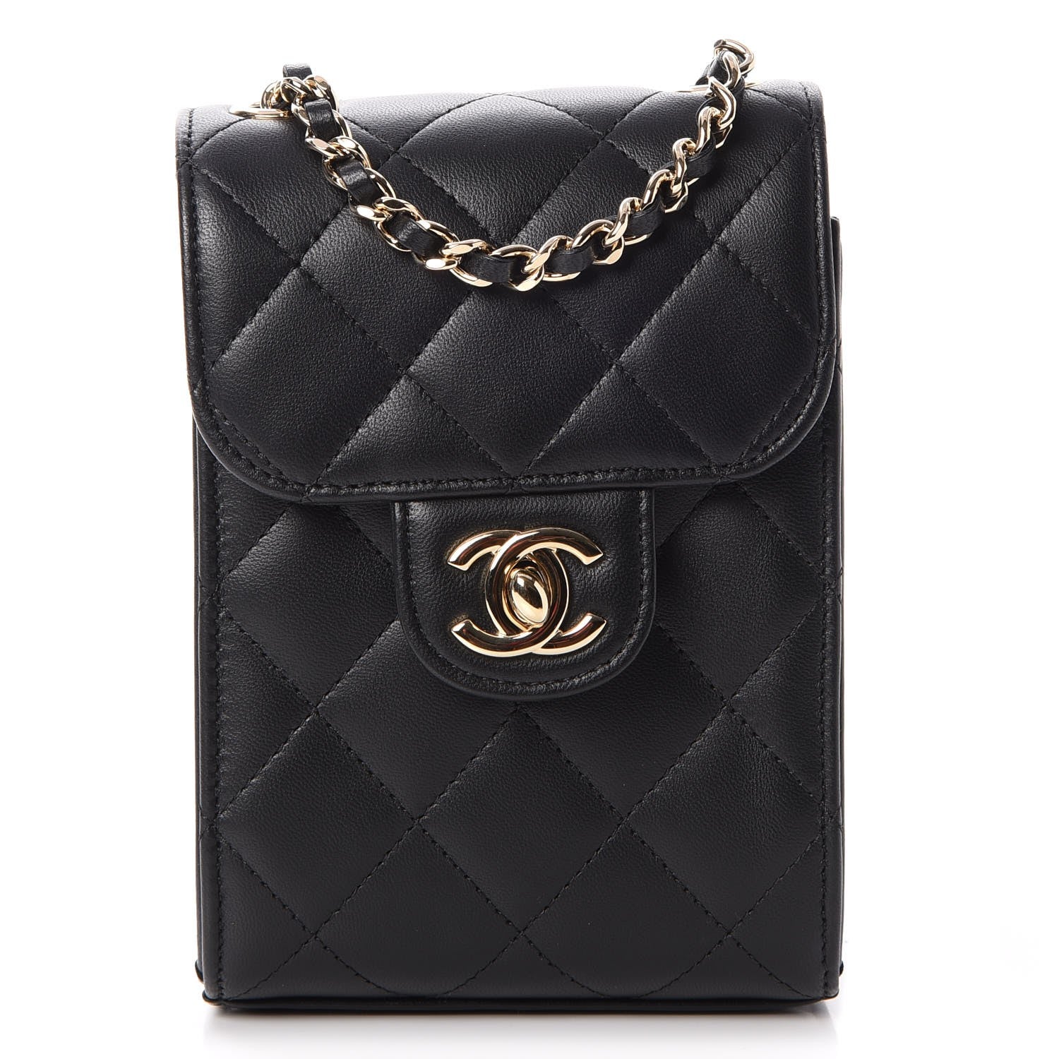 Chanel Lambskin Quilted Extra Mini Wallet On Chain WOC Black 1 of 9